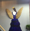 Free shipping Creative  Abstract Wing Wall Sculpture Decoration Figurine Decorative Metal Wing Statue TV Background Xmas Gift