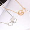 Pet Paw Necklaces Cute Animal Dog Cat Love Heart Pendant Necklace For Women Girls Jewelry